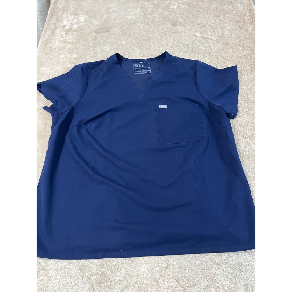 Figs Scrub Top Womens 3XL Blue V-Neck Technical Collection Medical 1000211 EUC
